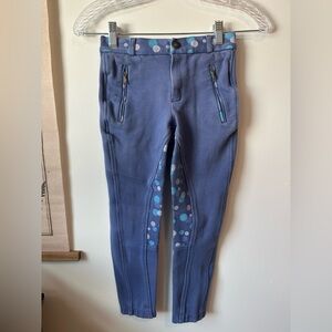Pony Palooza Kids Equestrian Full Seat Breeches Riding Pants Blue Dots sz 12